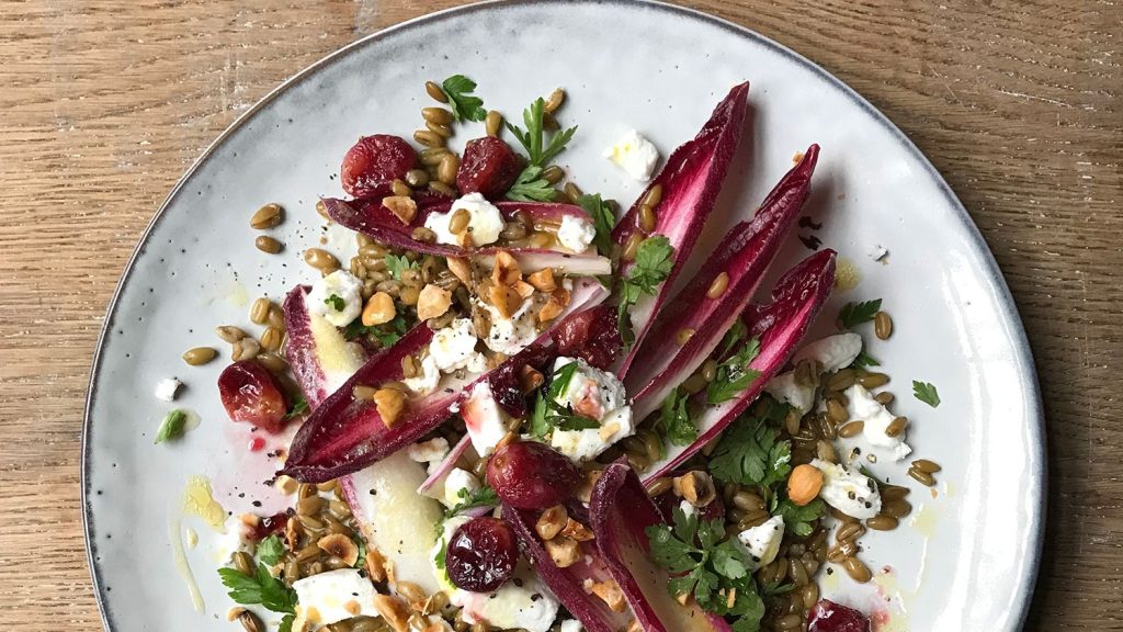 Geroosterde roodlof met geitenkaas