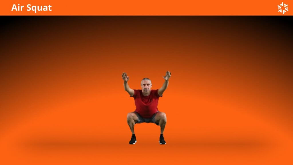 Korte en duidelijke uitleg om Air Squat op een correcte manier uit te voeren en veel voorkomende fouten te vermijden.