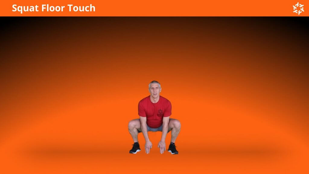 Korte en duidelijke uitleg om Squat Floor Touch op een correcte manier uit te voeren en veel voorkomende fouten te vermijden.