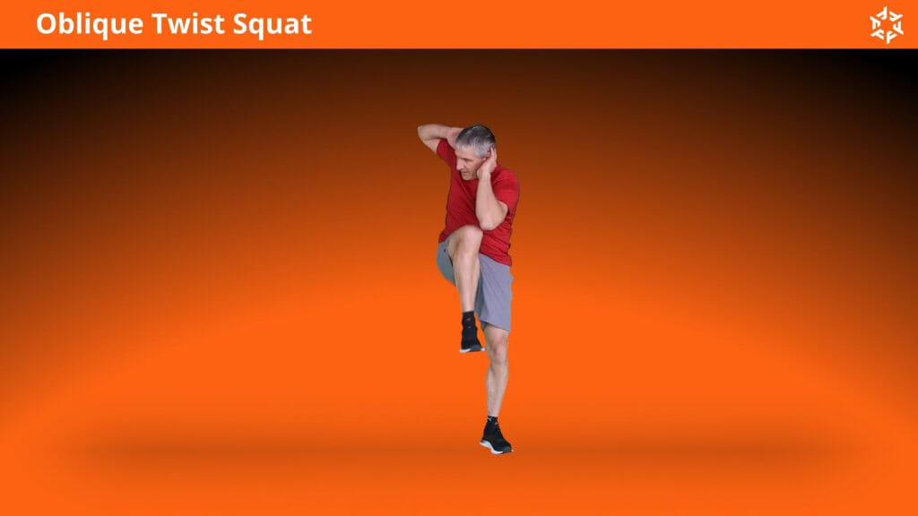 Short and clear explanation to perform Oblique Twist Squat correctly and avoid common mistakes.