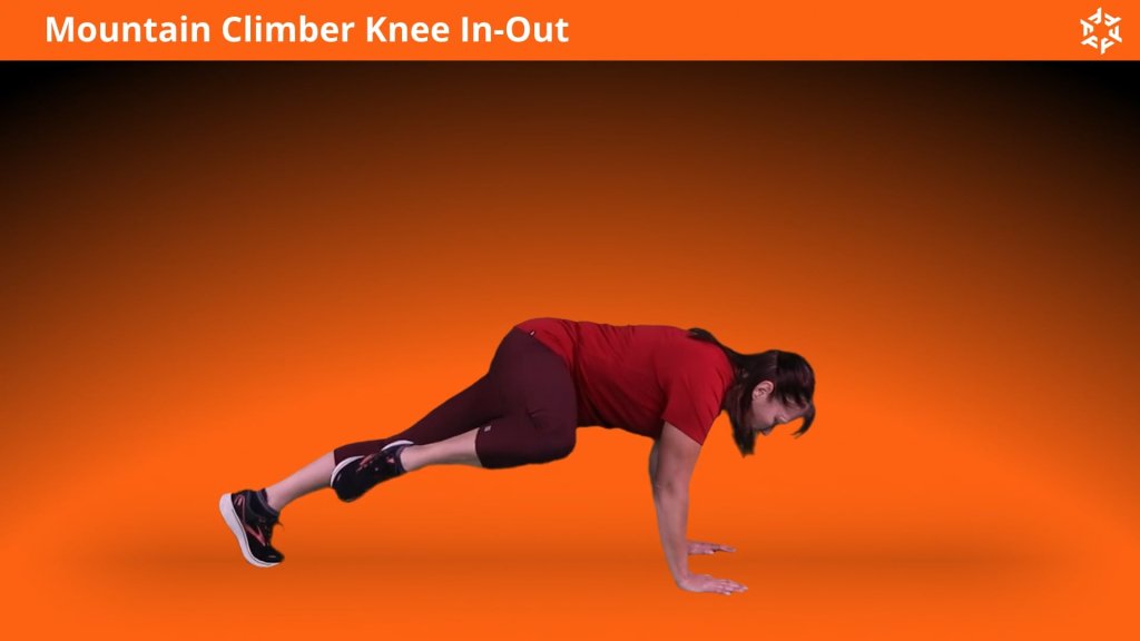 Explication courte et claire pour effectuer Mountain Climber Knee In And Out correctement et éviter les erreurs courantes.