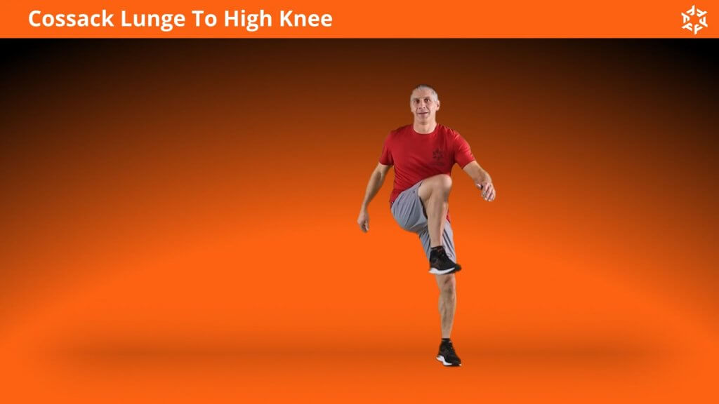 Korte en duidelijke uitleg om Cossack Lunge To High Knee op een correcte manier uit te voeren en veel voorkomende fouten te vermijden.