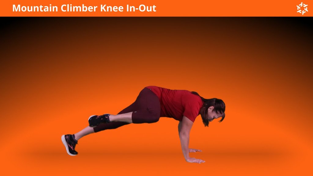 Korte en duidelijke uitleg om Mountain Climber Knee In And Out op een correcte manier uit te voeren en veel voorkomende fouten te vermijden.