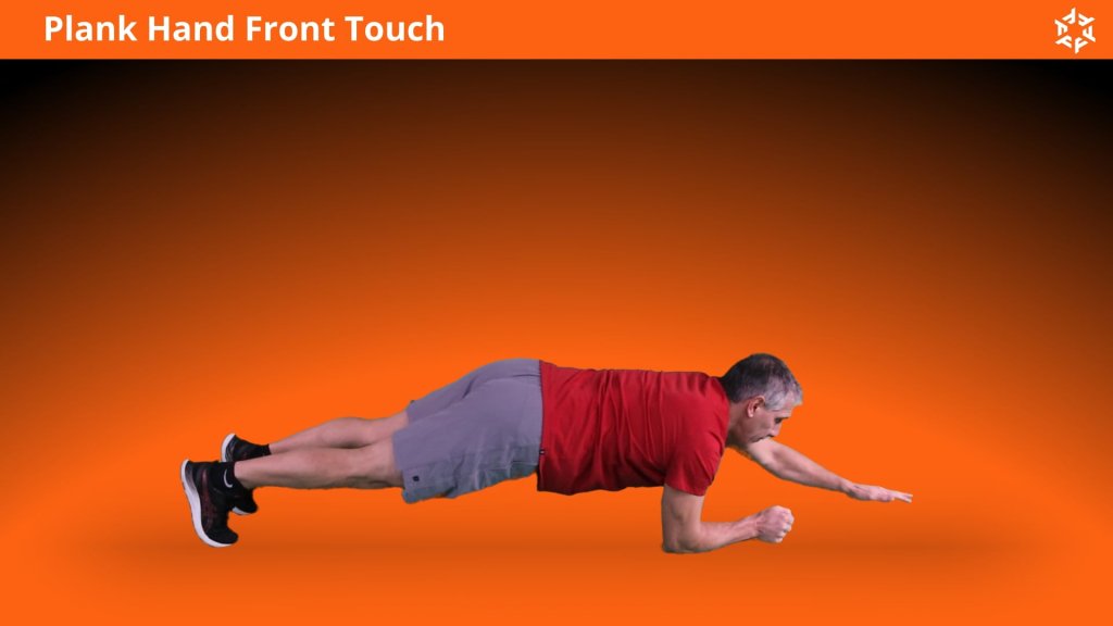Korte en duidelijke uitleg om Plank Hand Front Touch op een correcte manier uit te voeren en veel voorkomende fouten te vermijden.