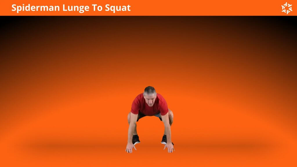 Korte en duidelijke uitleg om Spiderman Lunge To Squat op een correcte manier uit te voeren en veel voorkomende fouten te vermijden.