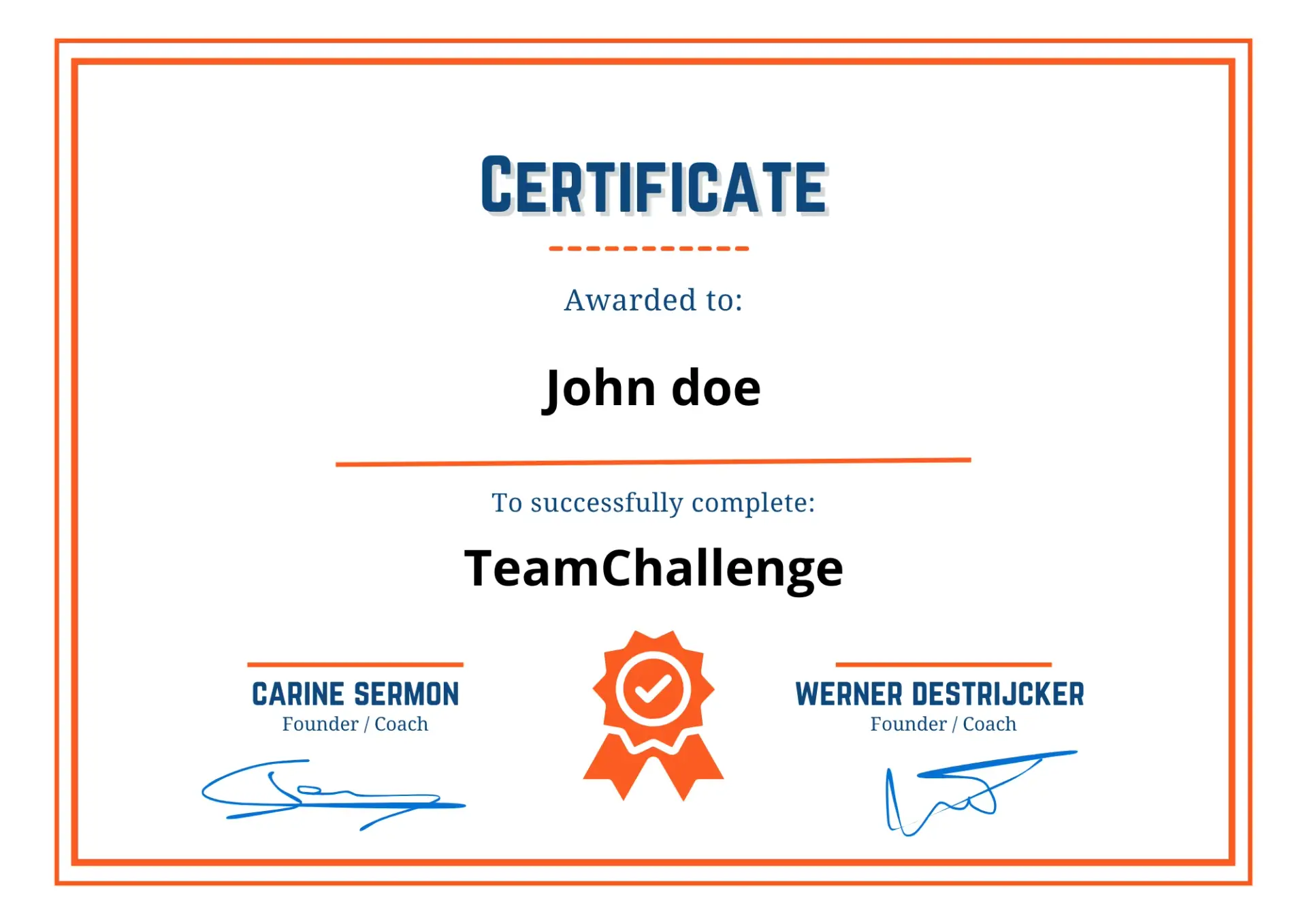Certificate English example