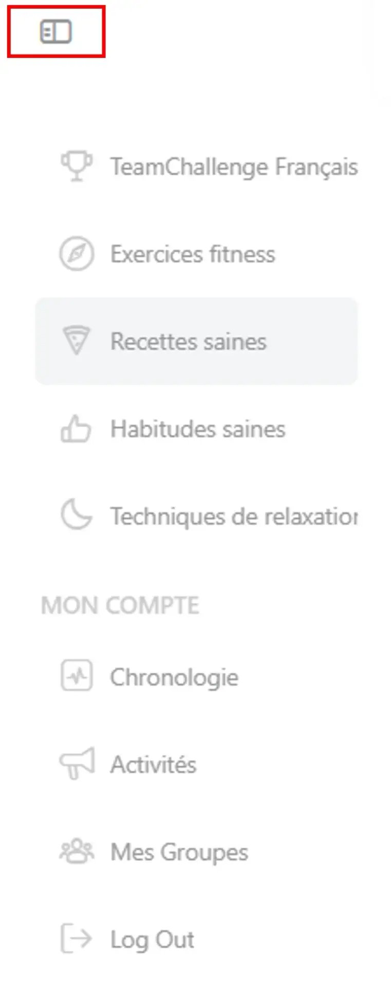 Buddyboss menu op desktop FR