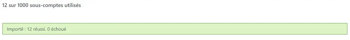 Subaccounts importeren bevestiging FR