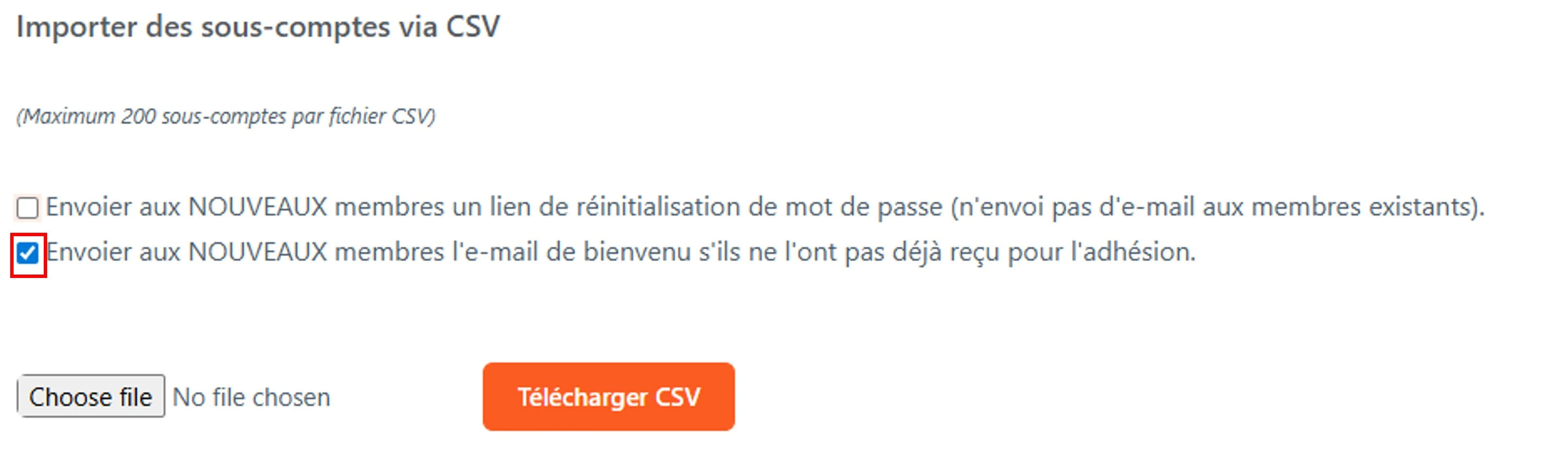 mporteer subaccounts via CSV met vinkje FR